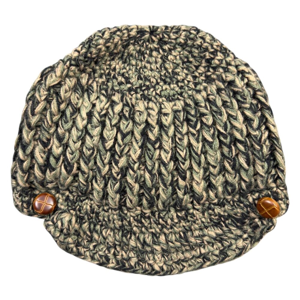 Womens Beanie Hat Beige Black Wool Ribbed Solid Warm Winter Skull Cap - One Size